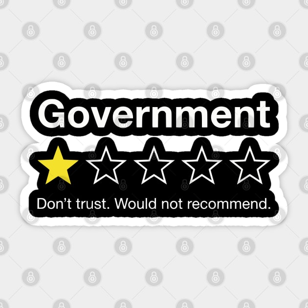 Government One Star Review – Funny Distrust Sarcasm Rating Sticker by UrbanLifeApparel